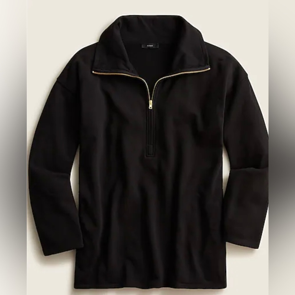 J crew factory University terry long half-zip tunic women’s m